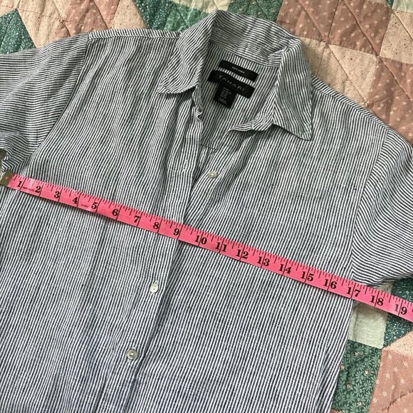 Tahari 100% Linen Shirt Dress Womens XS Stripe Coastal Beachy - Picture 7 of 9